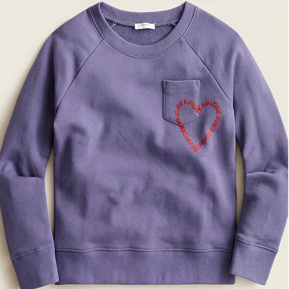 Crewcuts Girls' "be kind" crewneck pocket sweatshirt size L